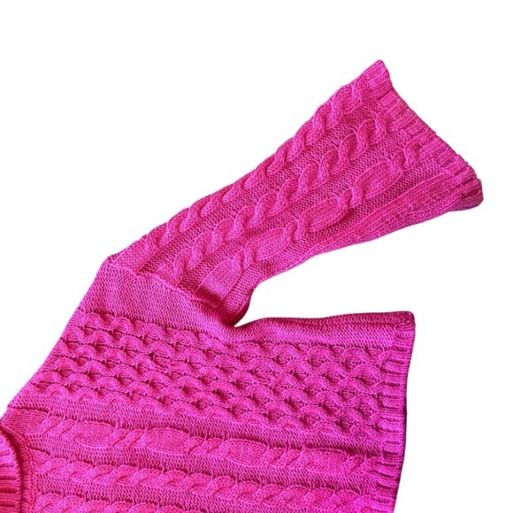 Judith March‎ Hot Pink Cable Knit Turtleneck Cropped Sweater Whimsy Cottagecore - Picture 4 of 6